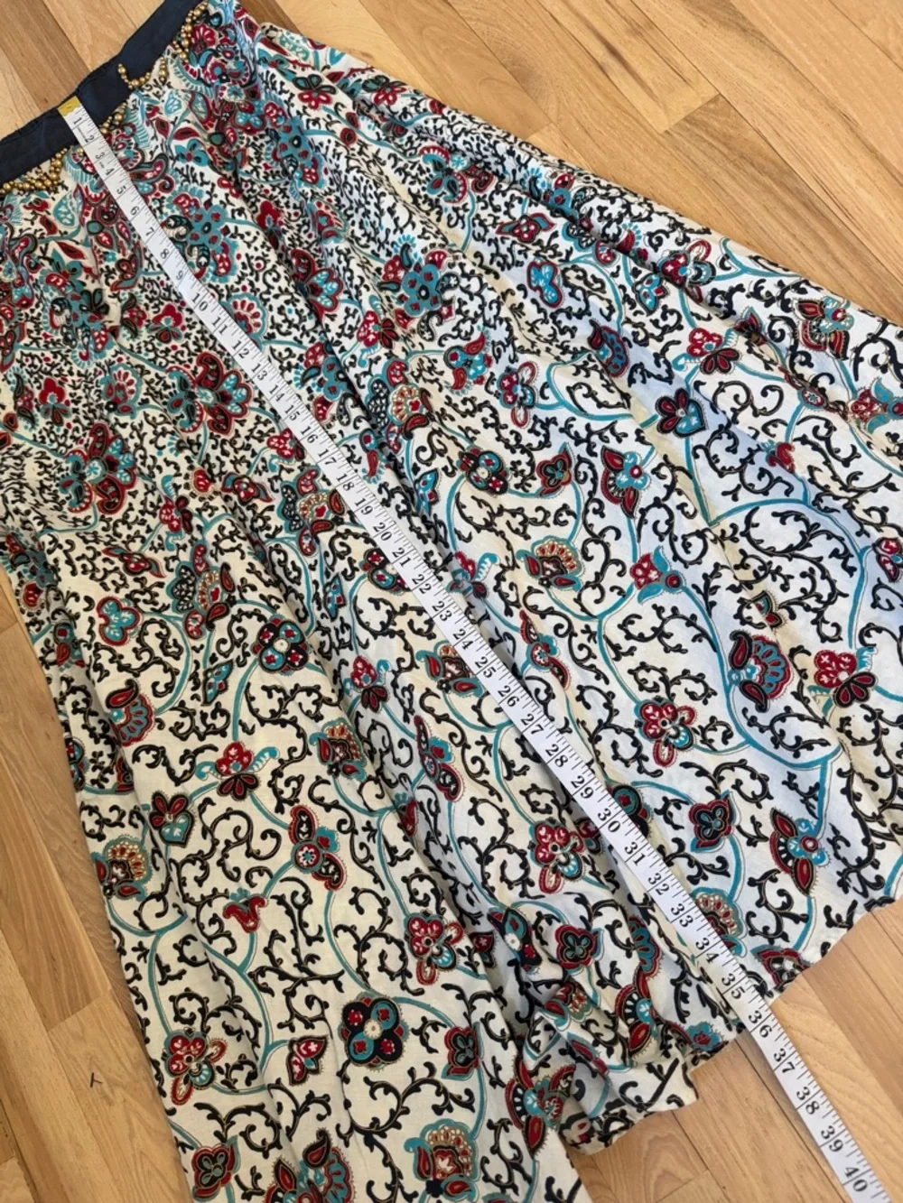 Coldwater Creek blue red  bohemian paisley maxi skirt M
